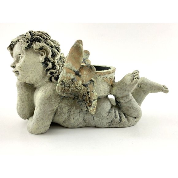 Vintage Laying Angel / Cherub Figurine Candle Holder, Resin, Victorian Style. - Picture 5 of 10